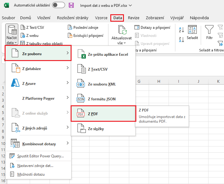 Jak importovat data do Excelu?